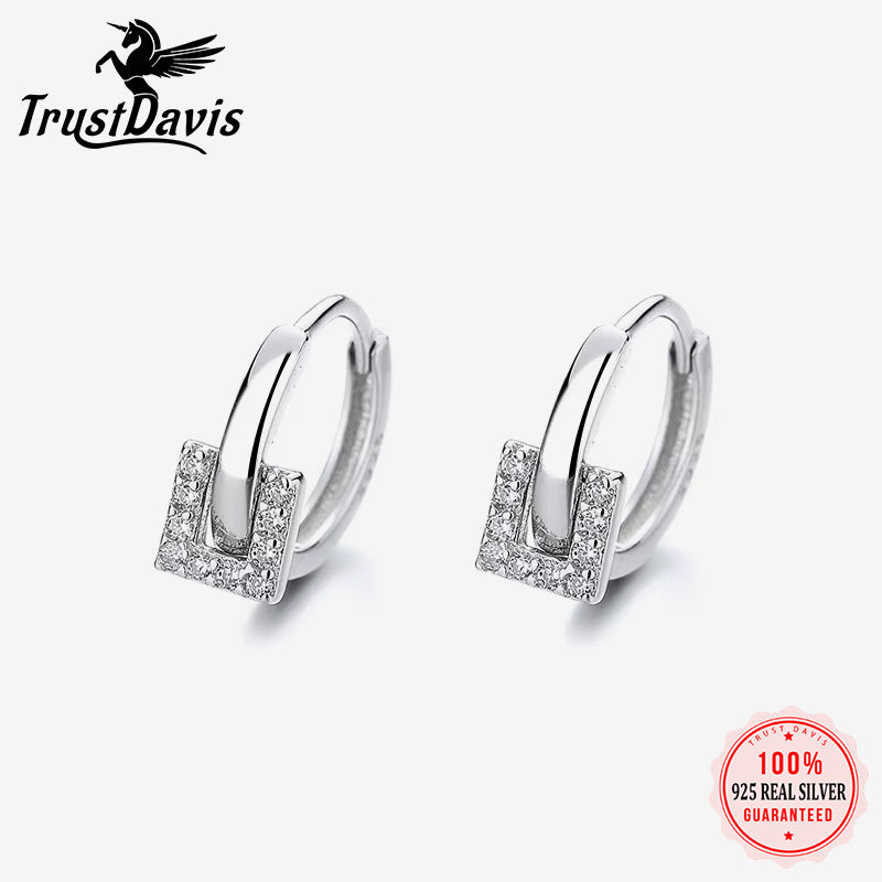 Fashion Gothic Round Square CZ Hoop Earrings DA2490