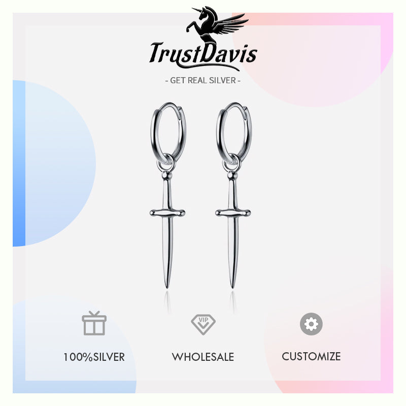 Hoop Earrings Charm Gothic Dagger Style Cross DS3609