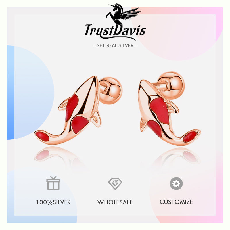 Fashion Rose Carp Screw Stud Earrings DG0014