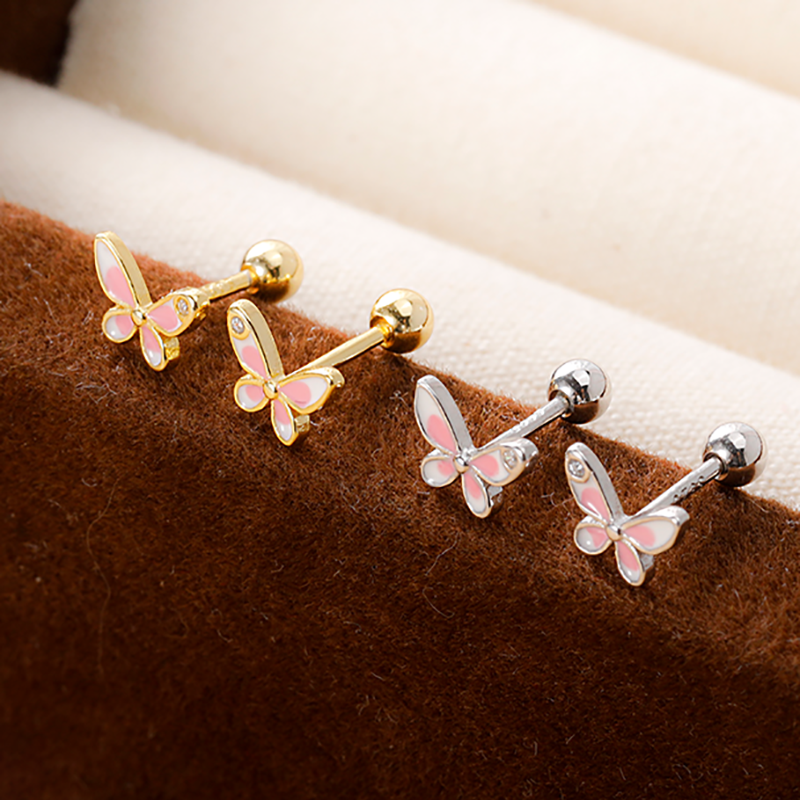 Sweet Butterfly Bear Screw Stud Earrings DG0013
