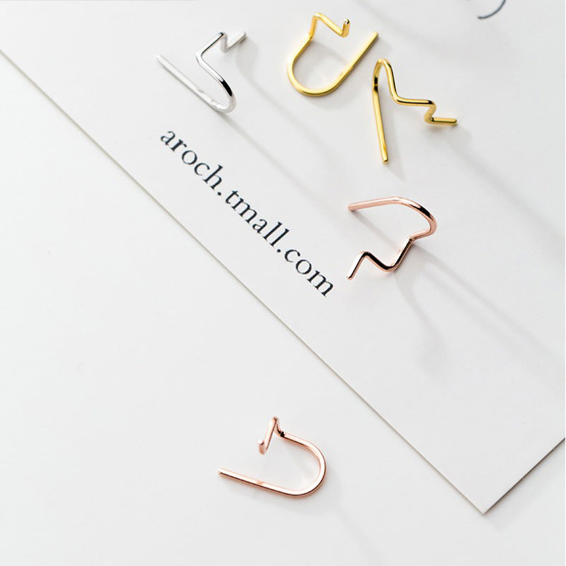 Fashionable Simple Curved Line Earrings for Women Girls Jewelry Gift DS4317