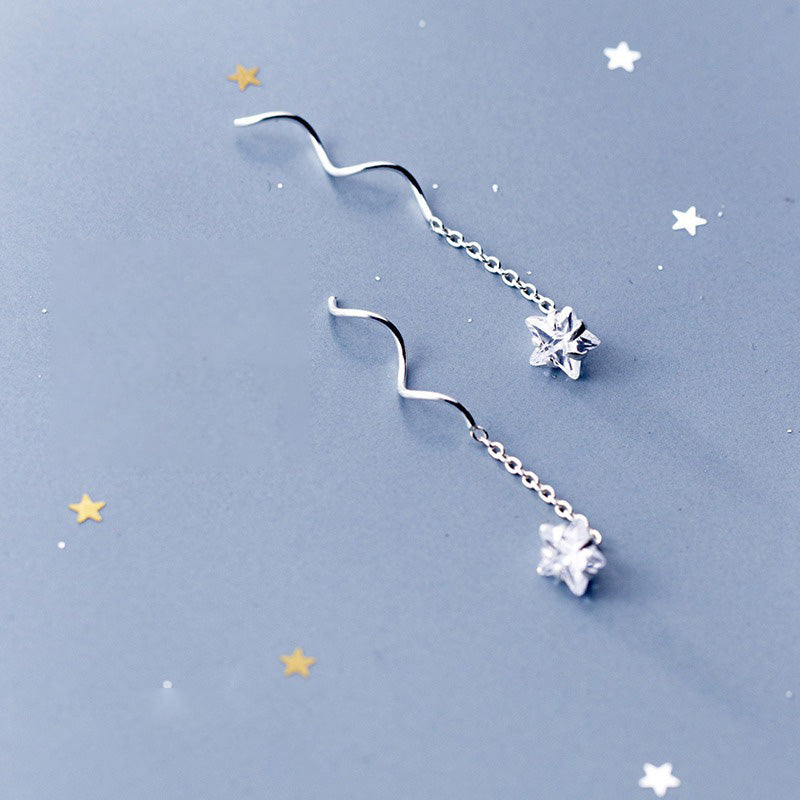 Fashionable Simple Five-pointed Star Zircon Earrings for Women Girls Jewelry Gift DS4318