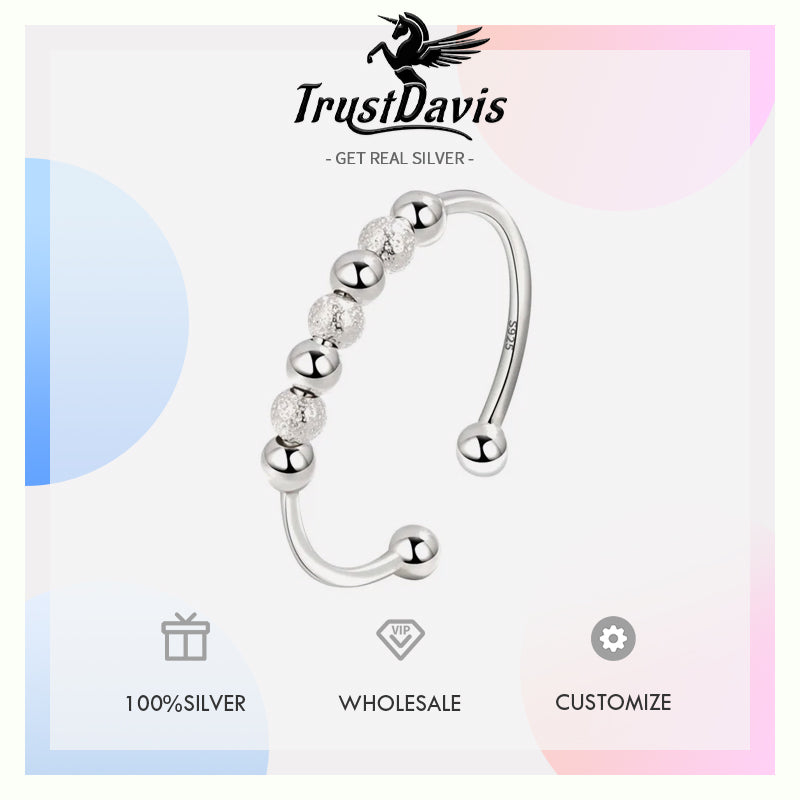 Fashion Minimalist Rotating Beads Opening Rings DG0099