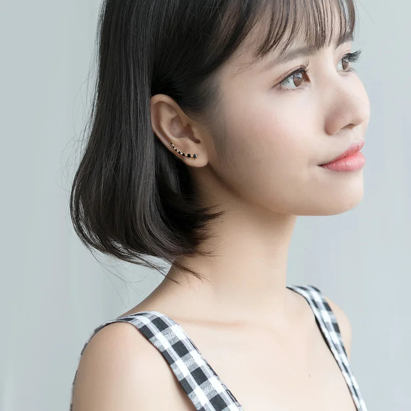 Geometric Arc Dazzling Stud Earrings DA2407