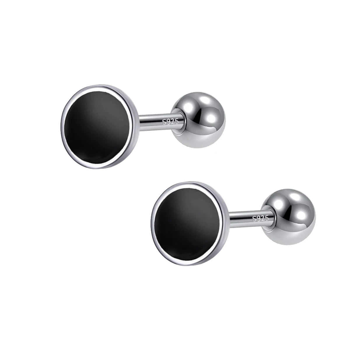 Black Glaze Round Stud Earring DB190