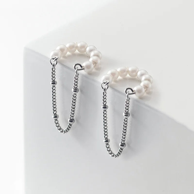 Fashion Synthesis Pearl Chain Clip Earrings DA2361
