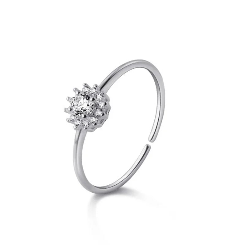 925 Sterling Silver Fashion Winter Snowflakes Opening Rings DA2167