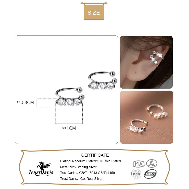 Shining CZ Ear Cuff Clip Earrings DA2755