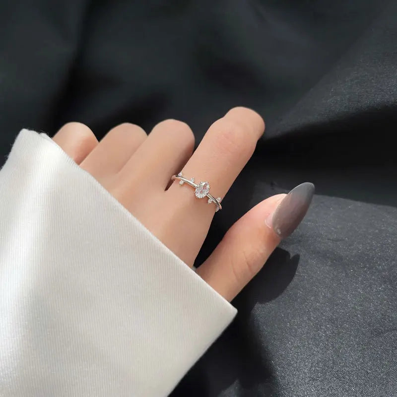 925 Sterling Silver Fashion Winter Snowflakes Opening Rings DA2167