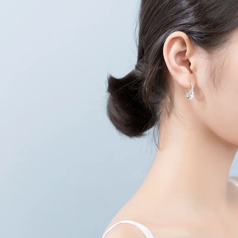 TrustDavis Original 925 Silver Earrings Star Tassel Charm Hoop Earring For Women Wedding 925 Sterling Silver Jewelry Gift DS1104