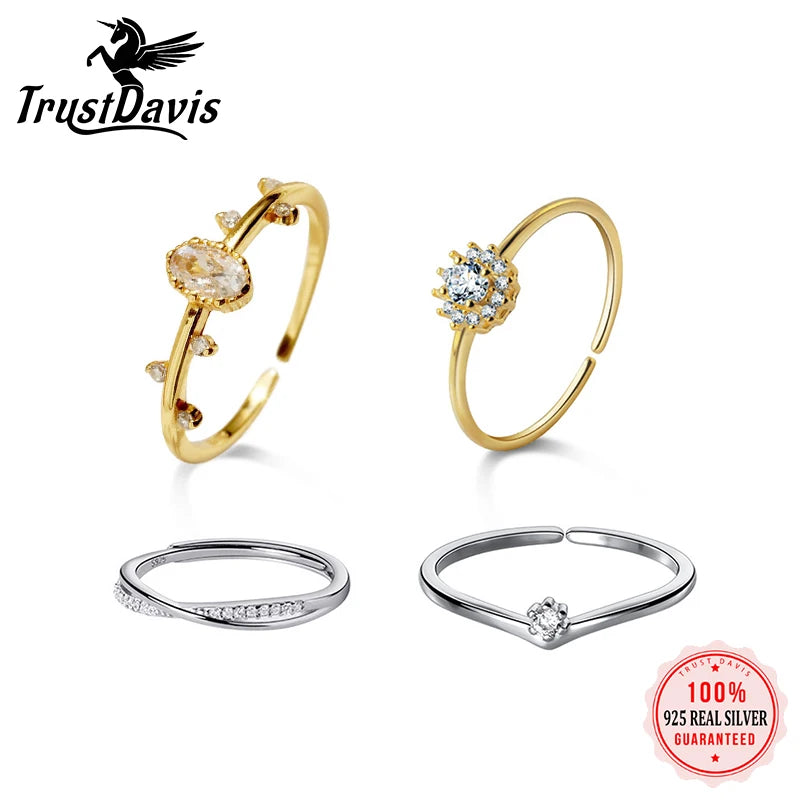 925 Sterling Silver Fashion Winter Snowflakes Opening Rings DA2167