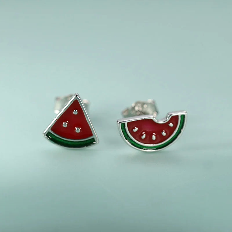 Jewelry Fashion Asymmetric Summer Watermelon Stud Earrings DS572