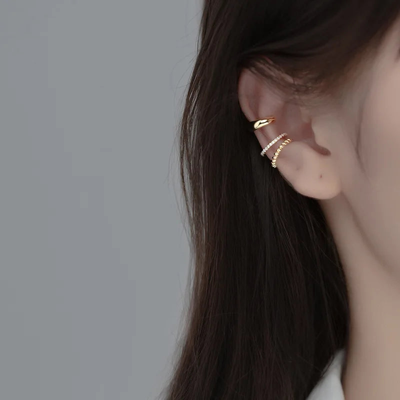 TrustDavis 1Pcs Real 925 Sterling Silver Sweet Twist Smooth Surface CZ Clip Earrings For Women Without Piercing Jewelry DA2483