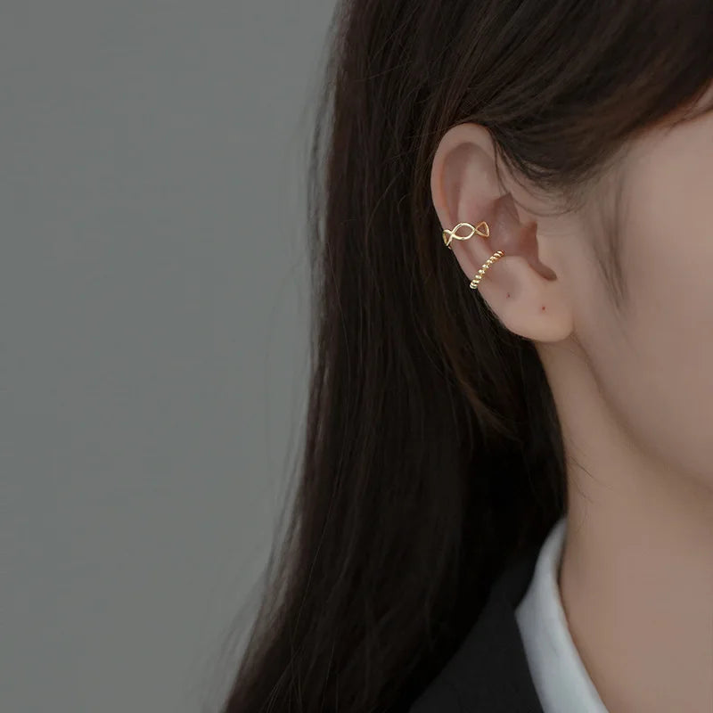 Round Twist Cross Ear Cuff Clip Earrings DA2200