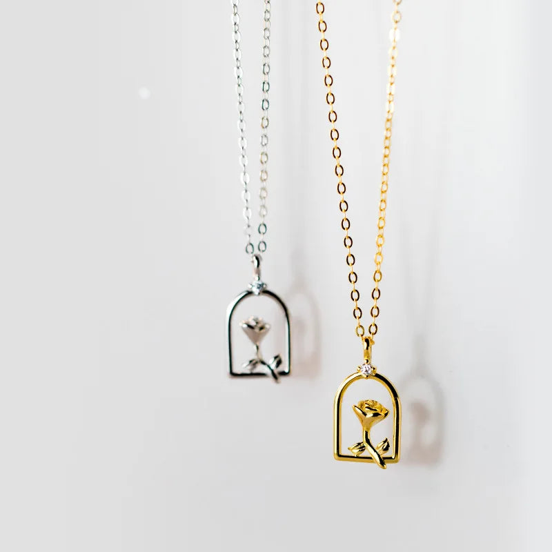 Rose Flower Pendant Necklace DA2812
