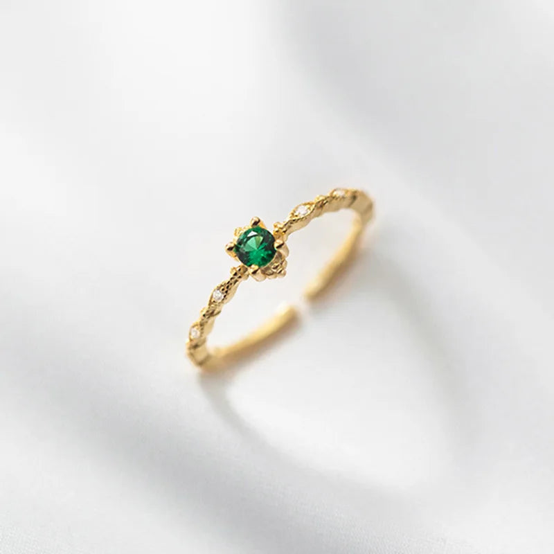 Fashion Sweet Gold Green CZ Opening Ring DA2201