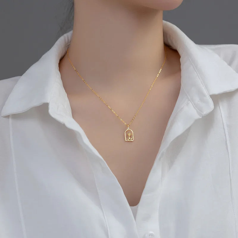 Rose Flower Pendant Necklace DA2812