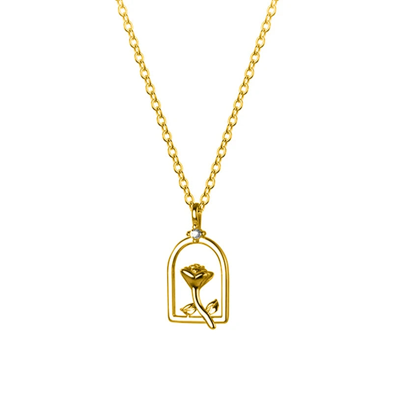 Rose Flower Pendant Necklace DA2812