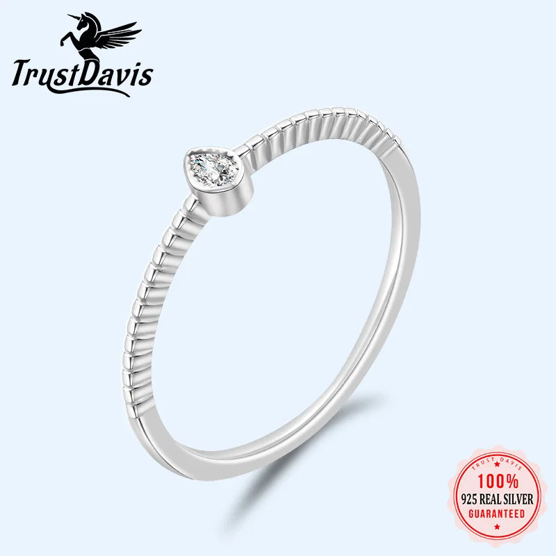 Sweet Water Drop Dazzling CZ Finger Rings DA58