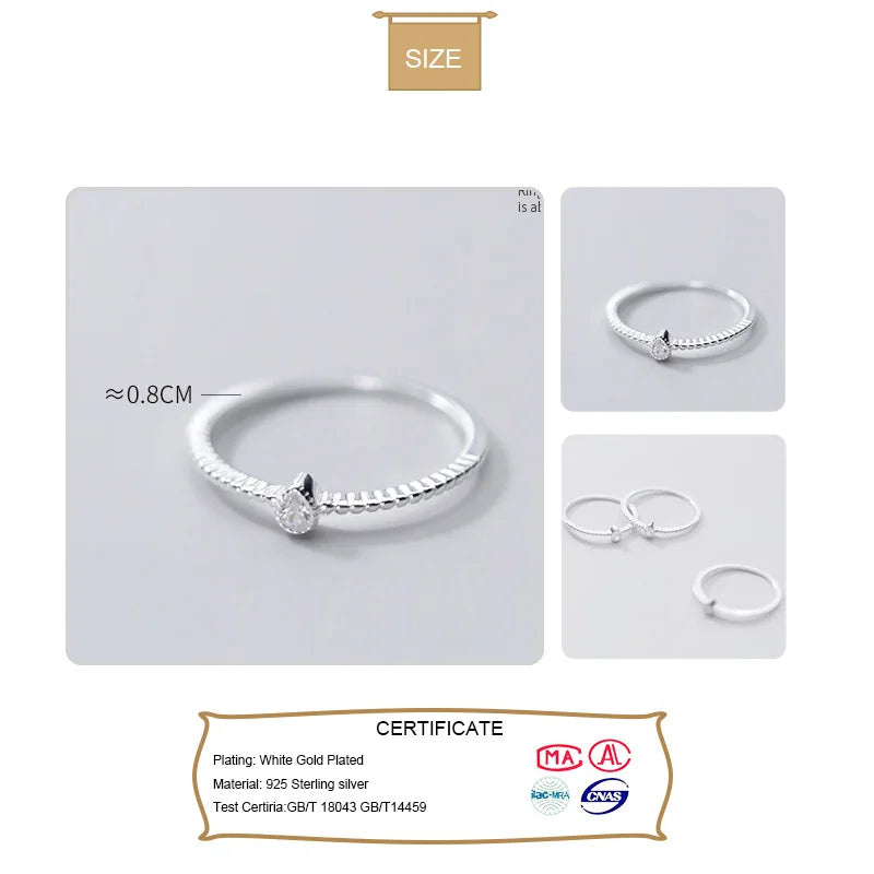 Sweet Water Drop Dazzling CZ Finger Rings DA58