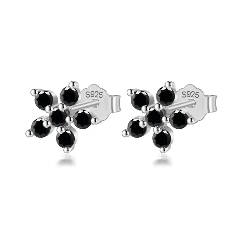 TrustDavis Real 925 Sterling Silver Fashion Flower Colour CZ Stud Earrings For Women Daughter Girls Birthday Gift Jewelry DF247