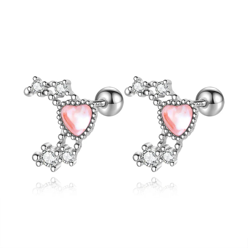 Trustdavis Real 925 Sterling Silver Romantic Heart Moon Shiny CZ Screw Stud Earrings For Women Wedding Fine Jewelry Gift DS4625