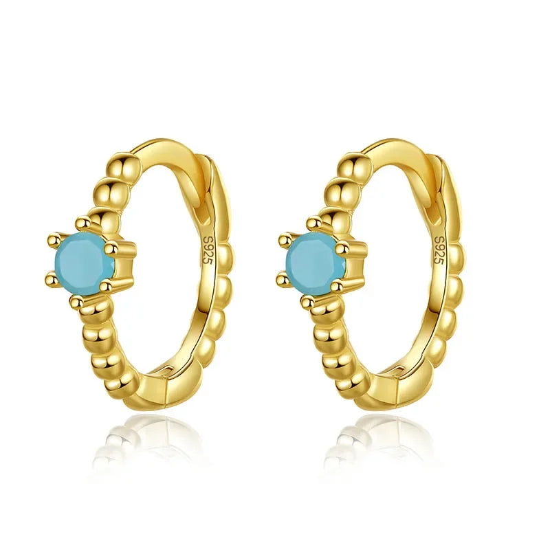 Trustdavis Real 925 Sterling Silver Fashion Colorful Zircon Charming Small Earrings For Women Rock Unisex Party Jewelry DA2645