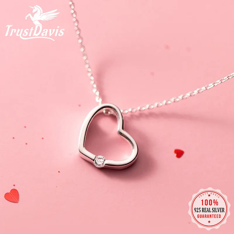 Romantic Heart White Pink Clavicle Necklace DS1092