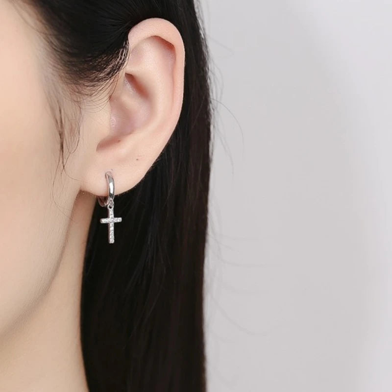 Cross Zircon Hoop Earrings DS5022