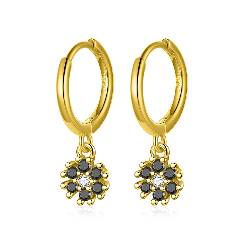 Zircon Flower Hoop Earrings Women Girls Birthday Party Gift Jewelry DS4131