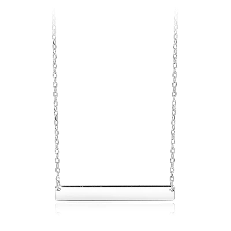 TrustDavis Real 925 Sterling Silver Women's Fashion Simple Long Banner Necklace for Women Girl Birthday Gift Fine Jewelry DS4666
