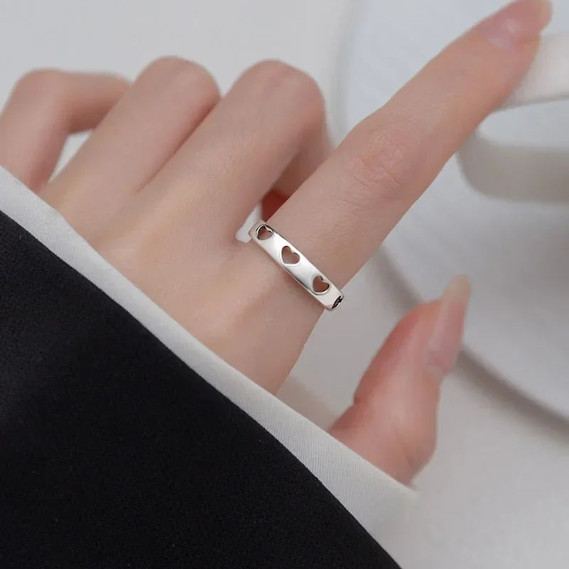 Heart Love Opening Rings For Women Wedding Party Gift Fine Jewelry DG0170