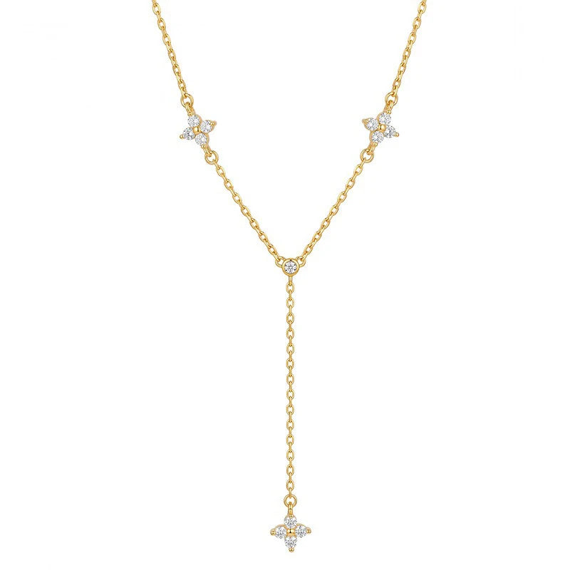 Flower Tassel Zircon Necklace for Women Daily Wear Jewelry Gift DS4987