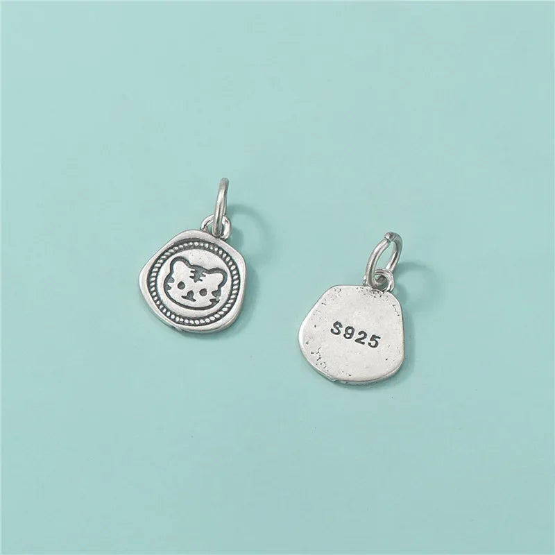 TrustDavis Real 925 Sterling Silver Animal Tiger Pendant Handmade DIY Necklace Bracelet Accessories Fine Jewelry Wholesale HY490