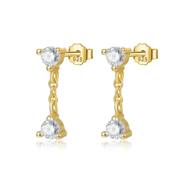 TrustDavis Real 925 Sterling Silver Fashion Flower Zircon Stud Earrings For Daughter Teen Girls Birthday Gift Jewelry DS4601