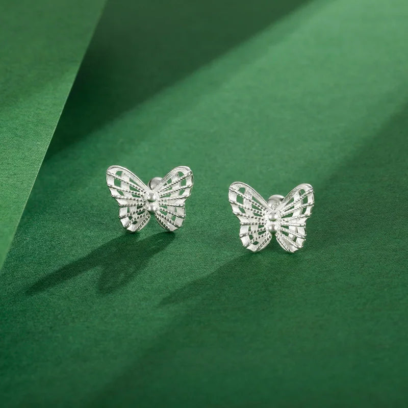 Trustdavis Girls Real 925 Sterling Silver Cute Butterfly Zircon Stud Earrings Women Daughter Birthday Party Gift Jewelry DS4363
