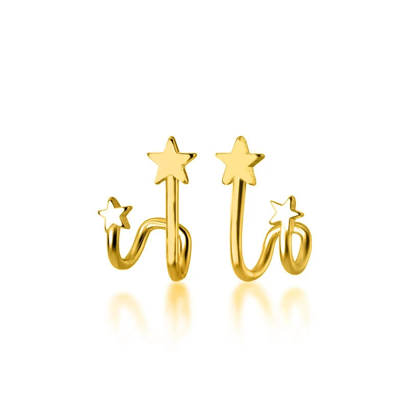 Sweet Double Stars Charm Stud Earrings DS105