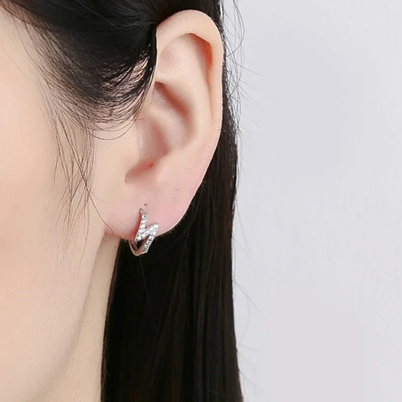 TrustDavis 925 Sterling Silver Fashionable minimalist Hoop Earrings for Girls Fine Jewelry Accessory Party Gift DA4115