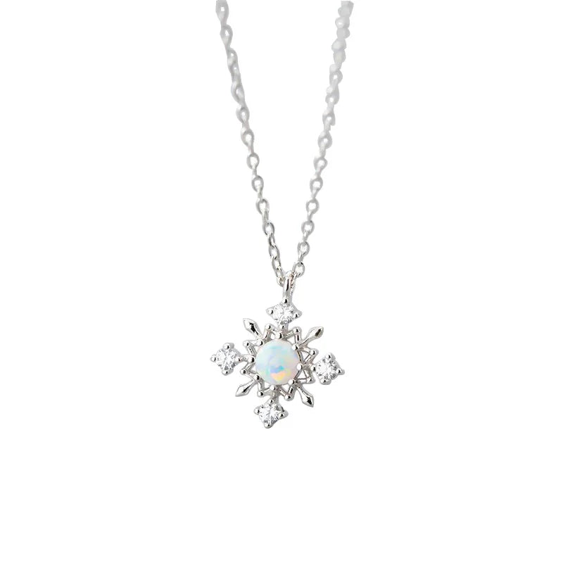 TrustDavis Real 925 Sterling Silver Fashion Elegant Set with Diamonds Snow Necklace for Women Jewelry DB154