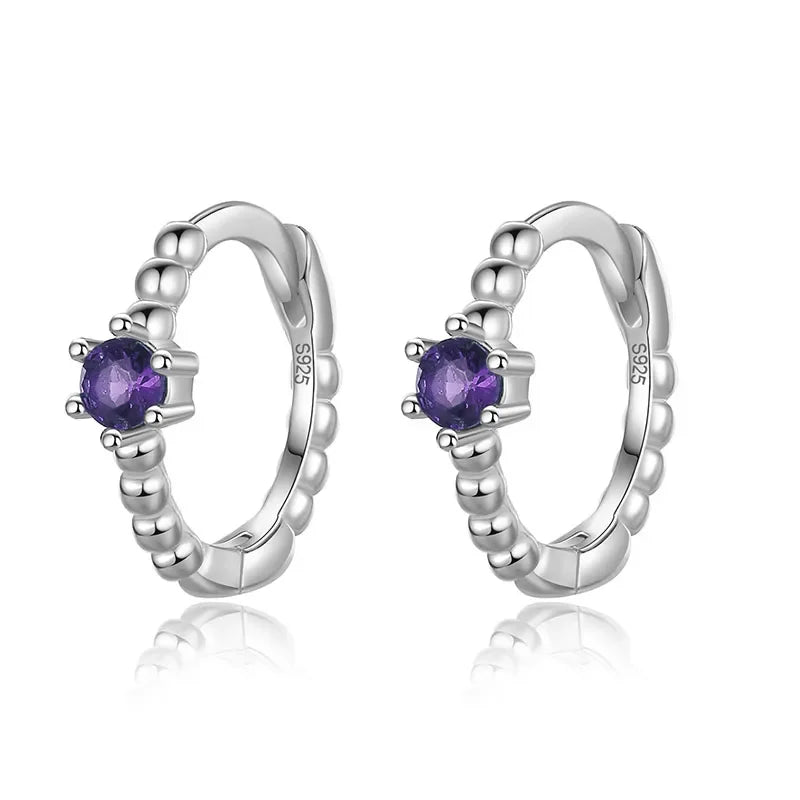 Trustdavis Real 925 Sterling Silver Fashion Colorful Zircon Charming Small Earrings For Women Rock Unisex Party Jewelry DA2645