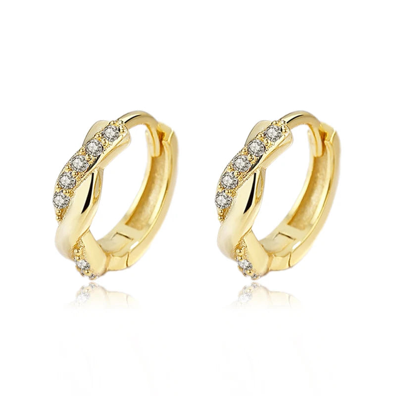 TrustDavis Real 925 Sterling Silver Hoop Sweet Twist Cross CZ Charm Hoop Earrings For Women Office Lady Fine S925 Jewelry DG0117