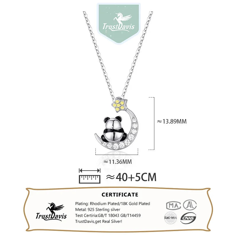 Star and Moon Panda Zircon Necklace DS4926
