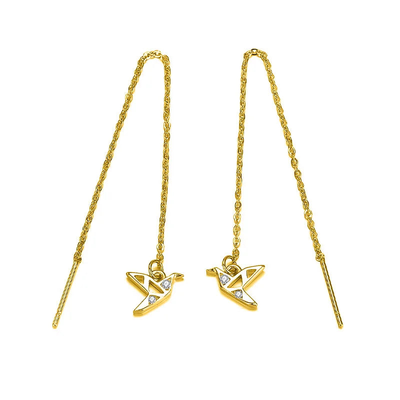 Animal Long Tassel Chain Papercranes Dangle Drop Earring DA1083