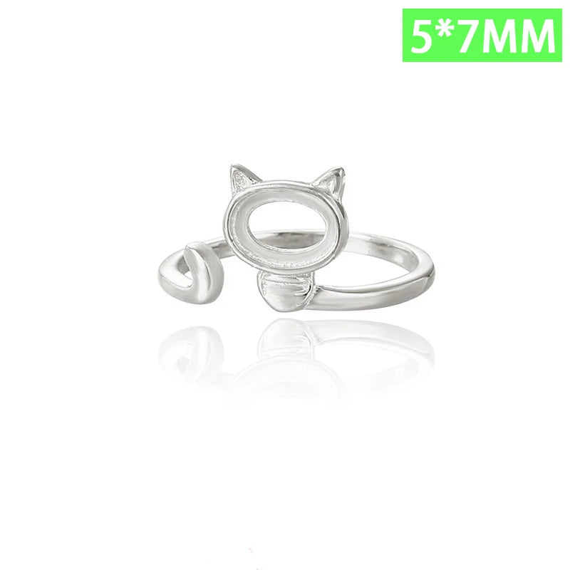 cat ring 3 4 5 6 empty bracket handmade DIY jewelry DZ1690