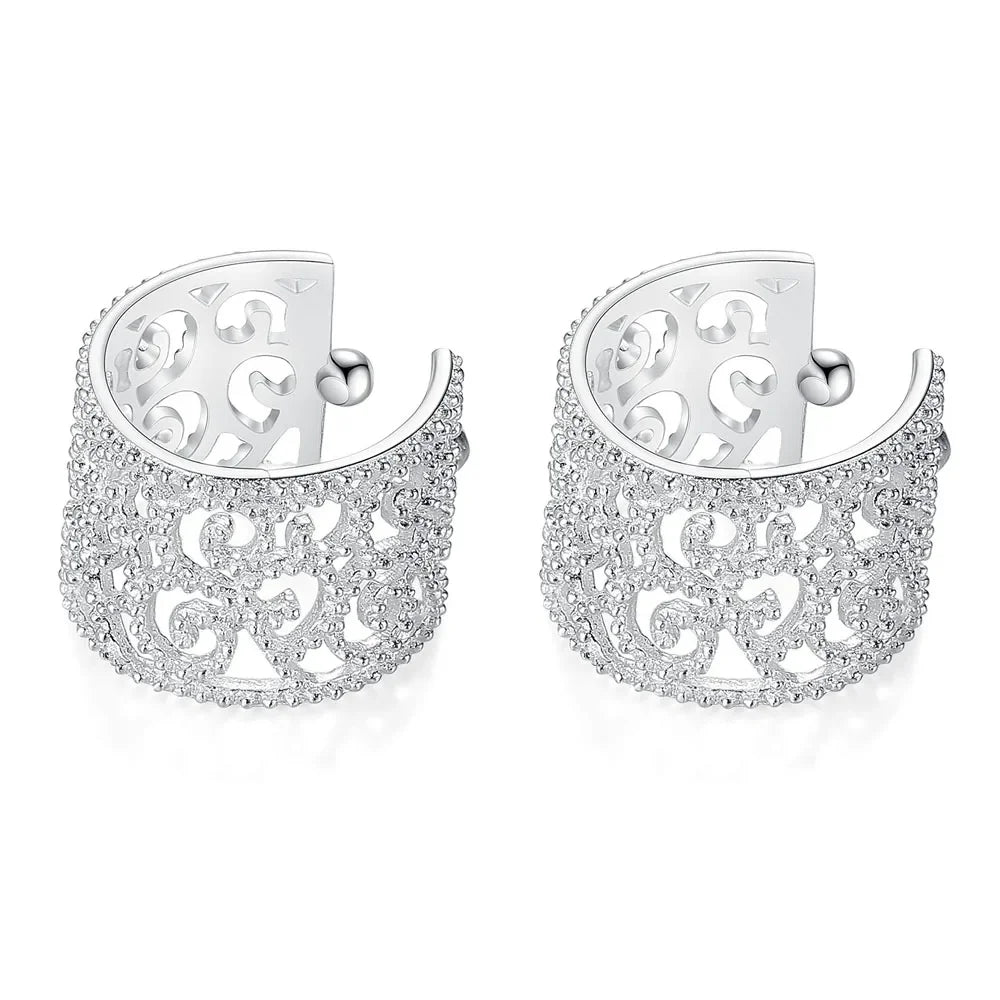 Trustdavis Genuine 925 Sterling Silver Sweet Hollow Out Ear Cuff Clip on Earring For Women Piercing Earing Jewelry Gift DA1034