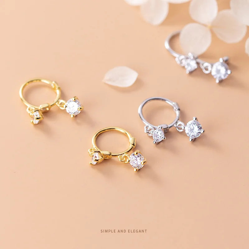 Trustdavis Womens Fashion 100% 925 Sterling Silver Gothic Dazzling CZ Stud Earrings For Wedding Party Silver 925 Jewelry G6120