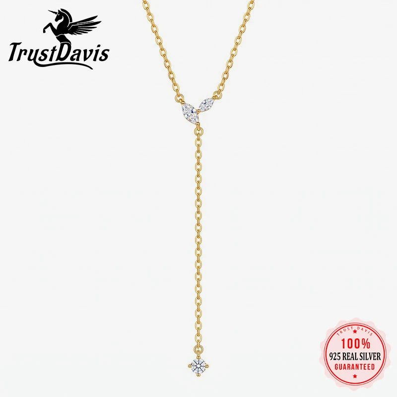 Y‑Shape Tassel Zircon Necklace for Women Daily Wear Jewelry Gift DS4986