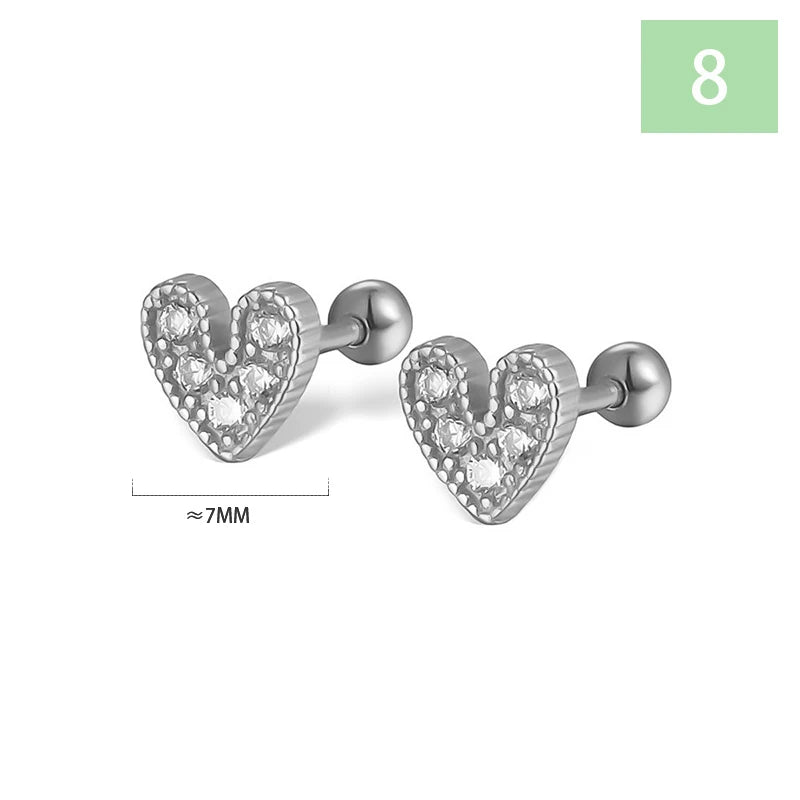 Geometric Zircon Screw Stud Earrings DS4644