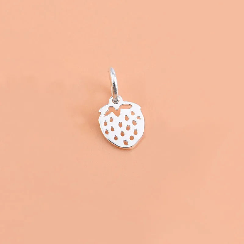 TrustDavis Real 925 Sterling Silver Personality Fashion Sweet Strawberry Charm Pendant Handmade DIY Accessories Jewelry HY078