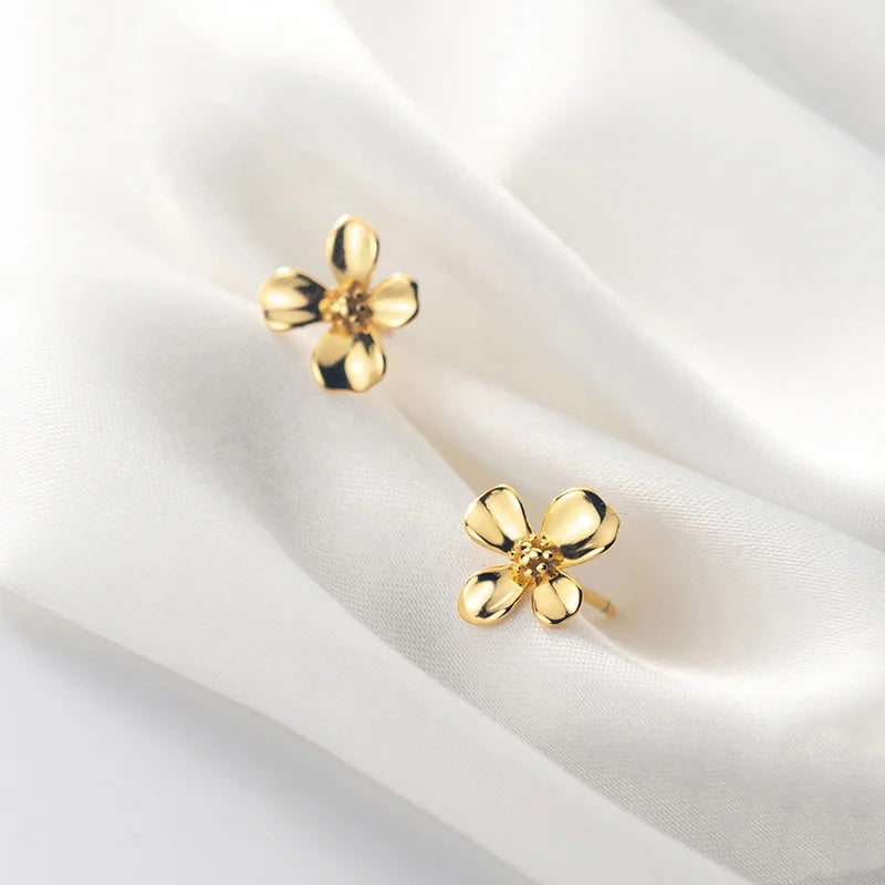Gold Flower Stud Earrings DS438